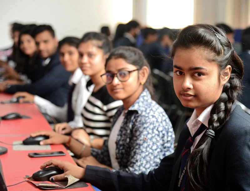 Mangalmay students learning in a computer lab